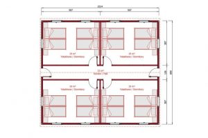 91 m2 Dormitory Plan